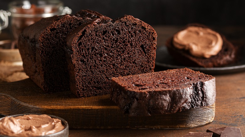 Chocolate cake loaf peanut butter brown