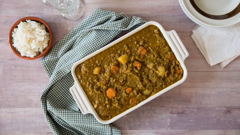 pea stew served on table