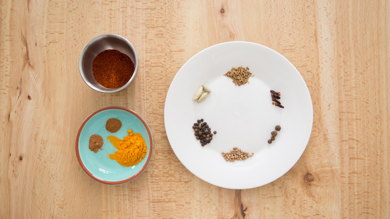 assorted spices arranged on table 