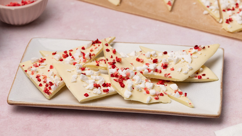 Eton mess-style summer chocolate bark