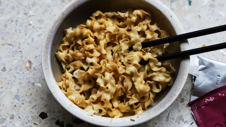 Truffle ramen in between preparation 