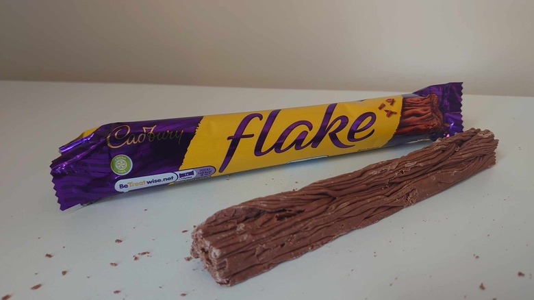 Flake bar on white surface