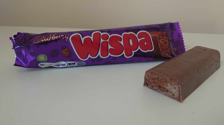 Wispa bar on white surface