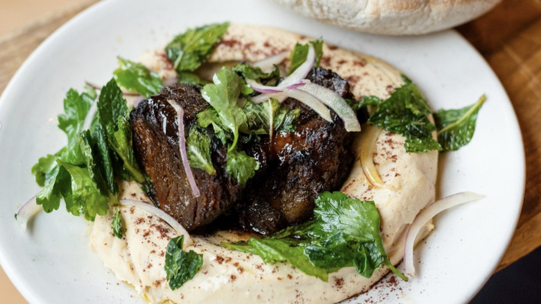 Short rib hummus in bowl