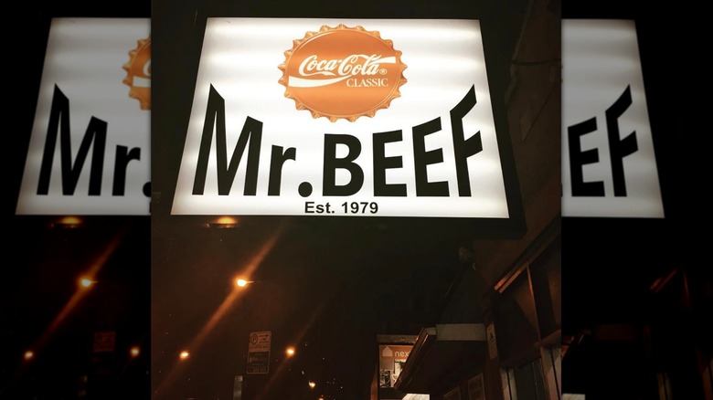 Mr. Beef sign with Coca-Cola logo