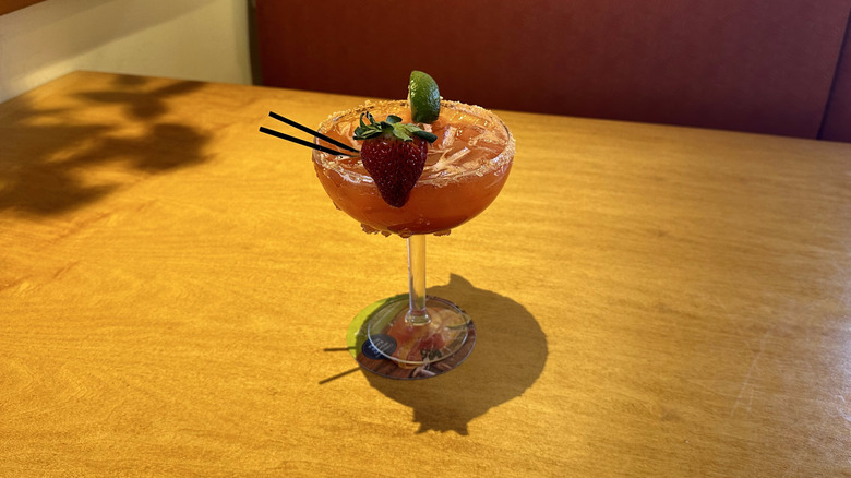 Strawberry Limoncello Margarita on table at Olive Garden