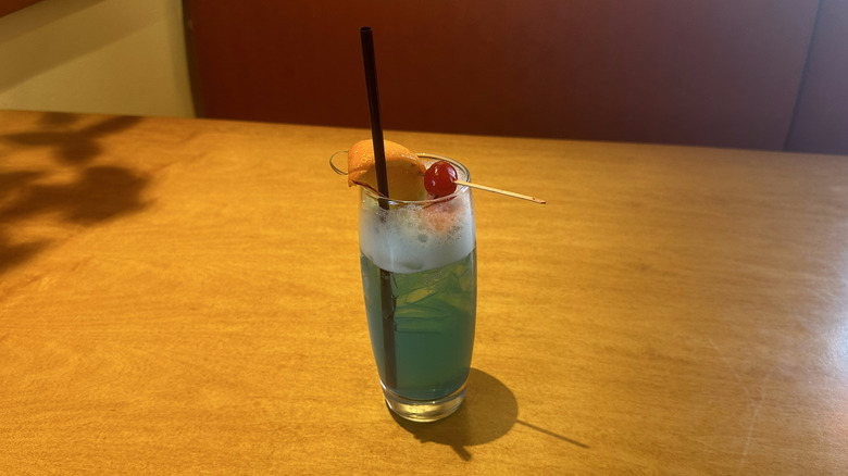 Blue Capri cocktail on table at Olive Garden