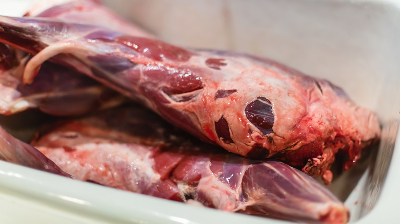 Raw venison leg