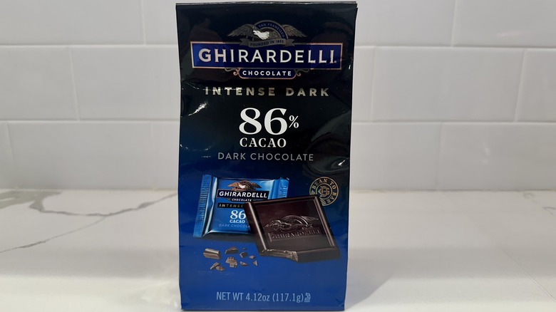 86% cacao dark chocolate on counter