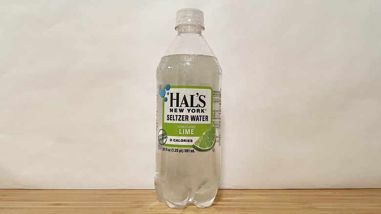 Bottle of Hal's lime seltzer