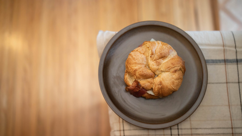 Aerial view of breakfast sandwich