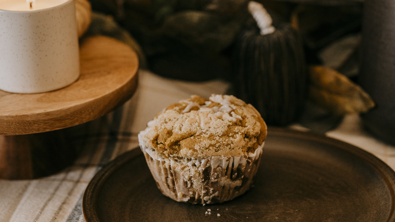 Dunkin' Pumpkin Muffin on plate