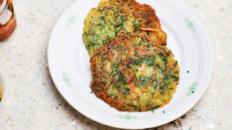 Plate of two scallion pancakes