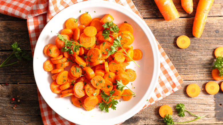 Boiled carrots on a plate