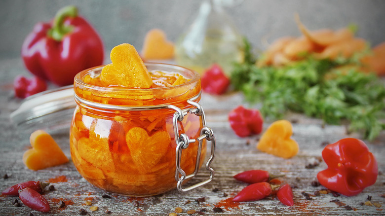 Pickled carrots in a jar