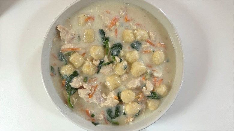 Bowl of Olive Garden Chicken Gnocchi soup