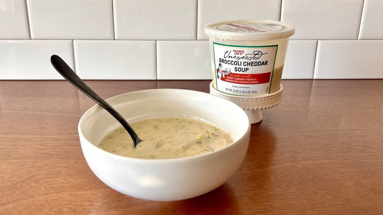 Trader Joe's unexpected broccoli cheddar soup