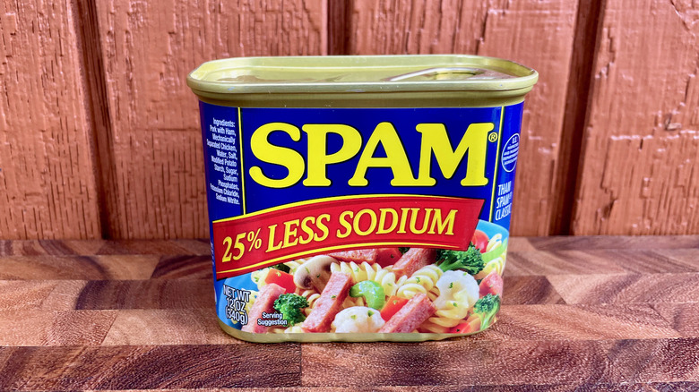 25% Less Sodium Spam can