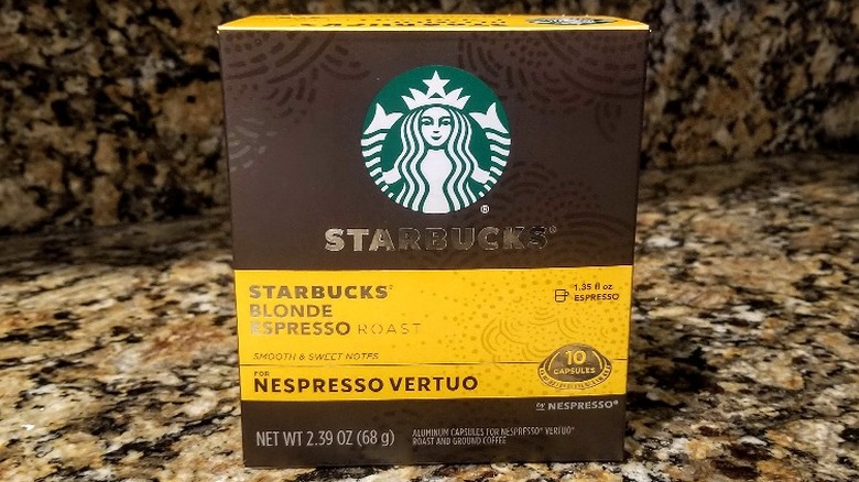 Starbucks blonde espresso capsules package