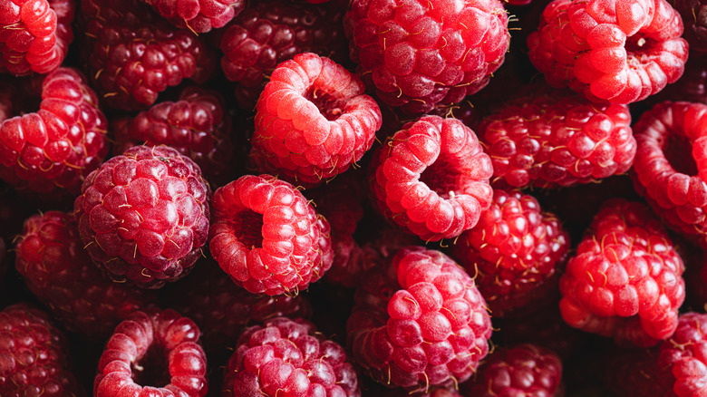 Many raspberries together