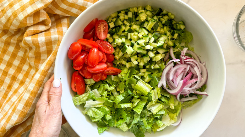 salad ingredients in bowl