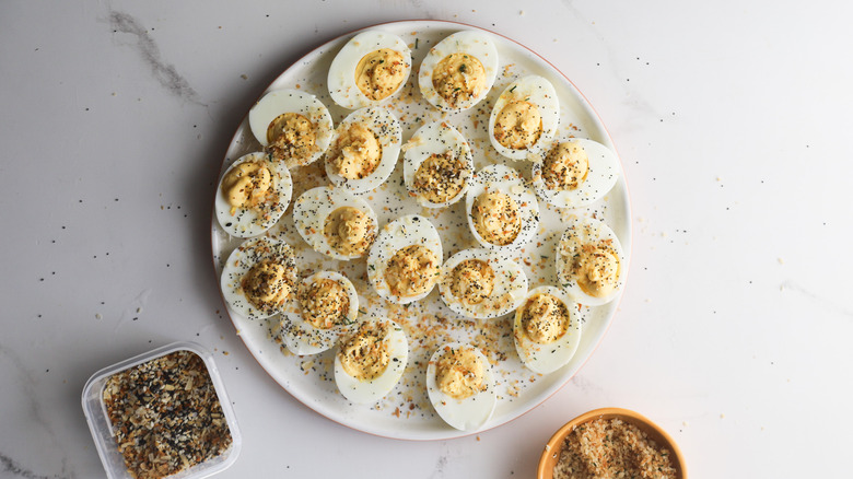 Deviled eggs with toppings