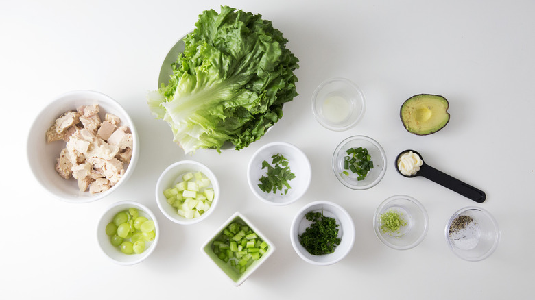 tuna salad ingredients on table