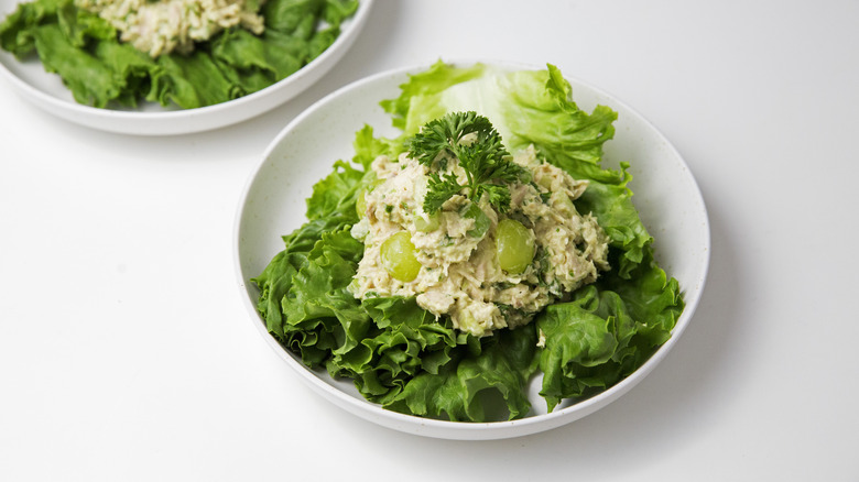 tuna salad served on table