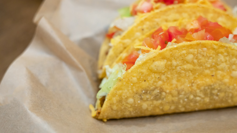Two classic hard shell tacos from taco bell