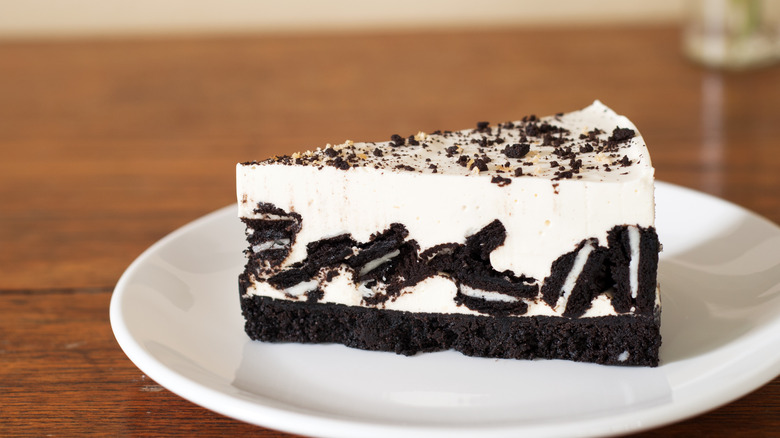 Slice of Oreo cheesecake