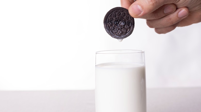 Oreo dunked in milk