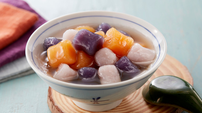 Taro ball dessert in bowl