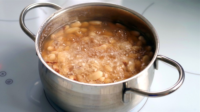 beans boiling on the stove