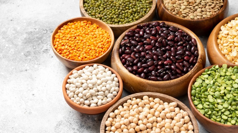 assorted legumes in bowls