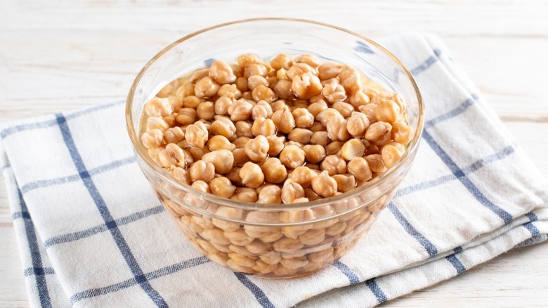 chickpeas soaked in water bowl