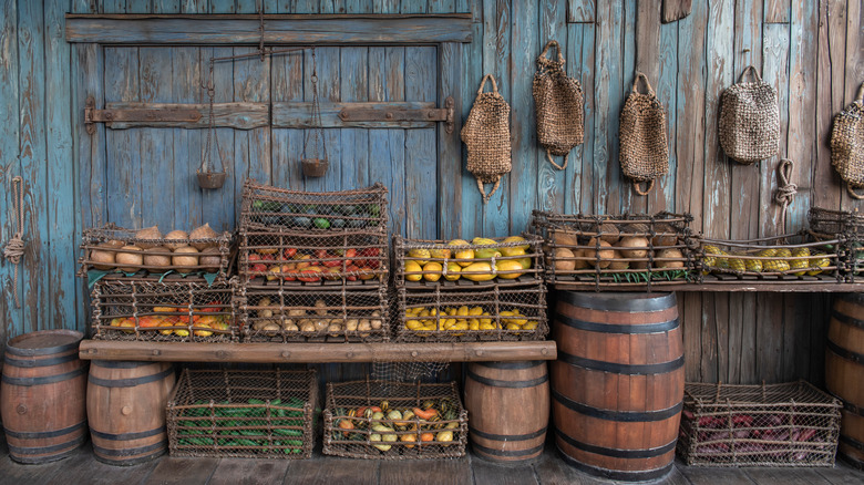 potatoes in baskets