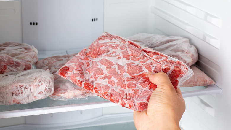 ground beef stored in freezer