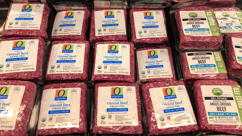 ground beef labeled with fat ratios