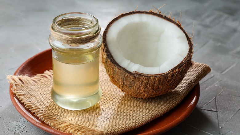 coconut oil and coconut half