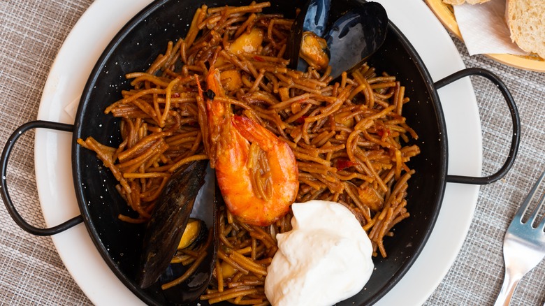 Spanish seafood dish with aioli 