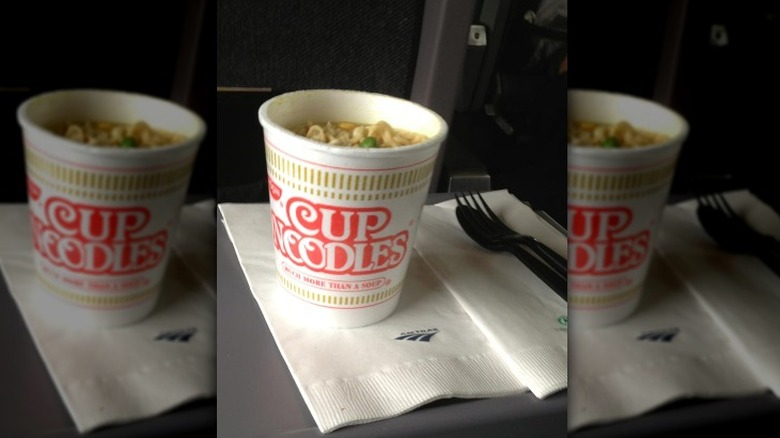 Cup Noodles on Amtrak train