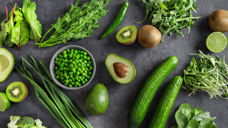 A collection of nutritious green foods