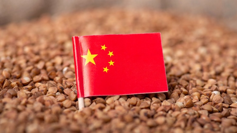 Chinese flag in buckwheat