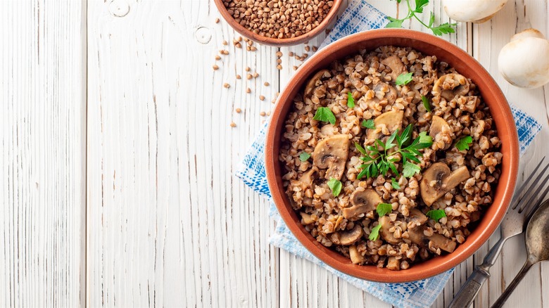 bowl of buckwheat mushroom porridge