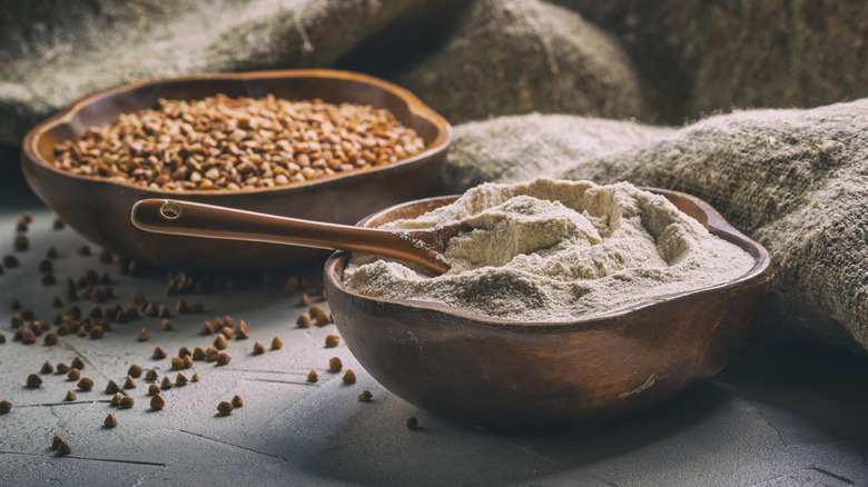 bowl of buckwheat flour