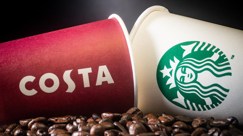 Costa Coffee and Starbucks cups