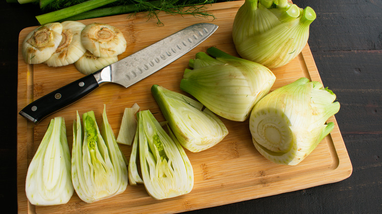 Cutting board with cut fennel