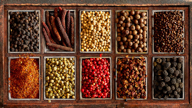 Tray of different spices