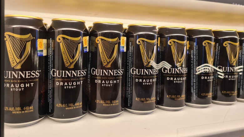 Cans of Guinness on shelf