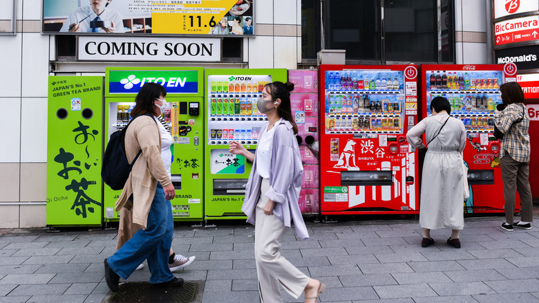 Four Japanese vending machines